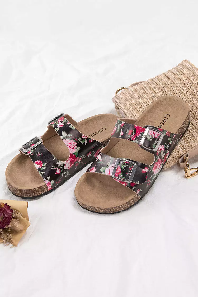 Cupshe Laurel Floral Buckle Strap Slide Sandals 1 Cupshe Laurel Floral Buckle Strap Slide Sandals