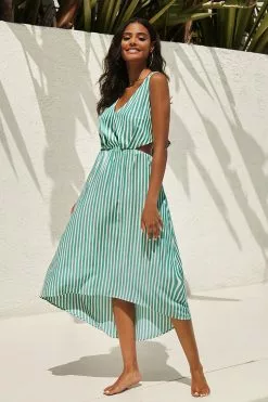 Cupshe Aileen Striped Back Tie Maxi Dress