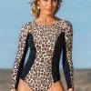 Cupshe Kataleya Leopard Long Sleeve One Piece Swimsuit