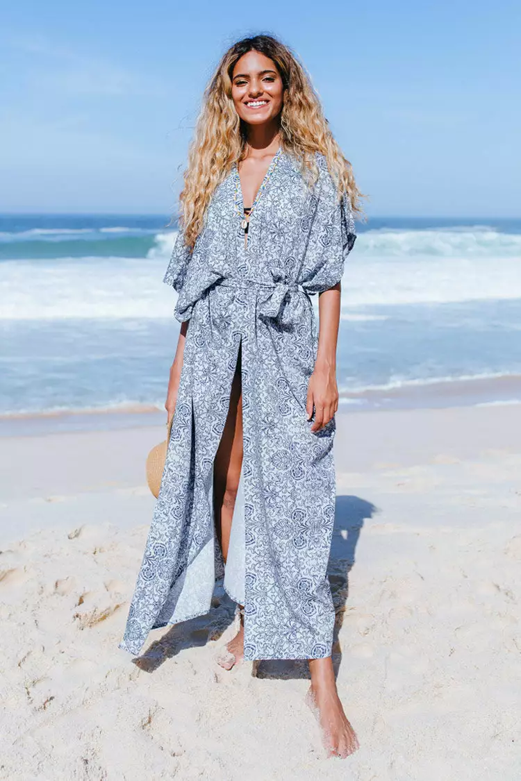 Cupshe Romina Monochrome Print Belted Kimono 1 Cupshe Romina Monochrome Print Belted Kimono