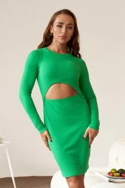 Cupshe Luisa Green Cut Out Long Sleeve Dress