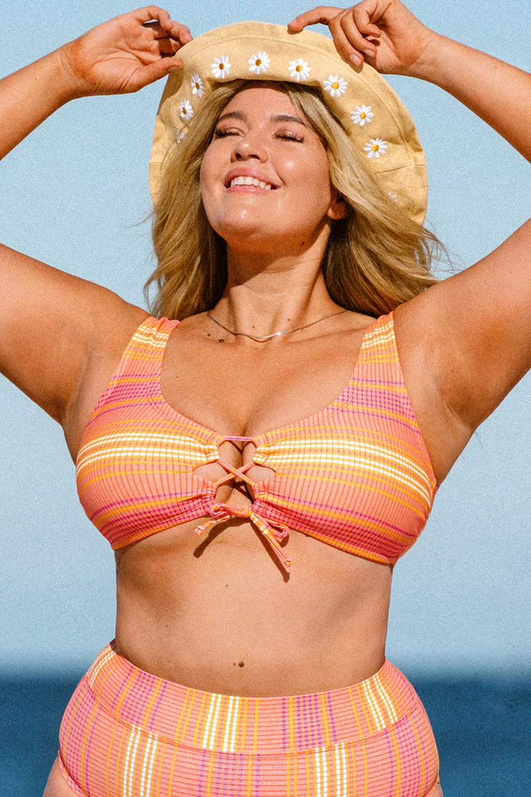 Cupshe Mercury Stripe Strappy Front Bralette Plus Size Bikini Top 1 Cupshe Mercury Stripe Strappy Front Bralette Plus Size Bikini Top