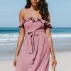 Cupshe Mila Off Shoulder Ruffle Tea Length Dress