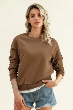 Cupshe Last Dance Brown Crewneck Sweatshirt