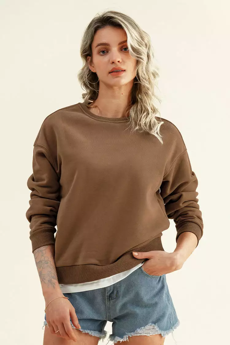 Cupshe Last Dance Brown Crewneck Sweatshirt 1 Cupshe Last Dance Brown Crewneck Sweatshirt