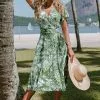Cupshe Ali Tropical Wrap Tie Waist Dress