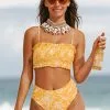 Cupshe Jolie Floral Smocked Frill Bikini