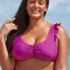 Cupshe Amira Fuchsia Ruffle Back Hook Plus Size Bikini Top