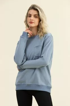 Cupshe Havana Blue Oversized Pullover Sweatshirt