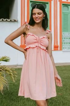 Cupshe Noelle Short Tie Frill Pink A-Shape Dress