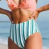 Cupshe Aubree Stripe High Waisted Bikini Bottom