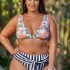 Cupshe Floral and Striped Plus Size Bikini