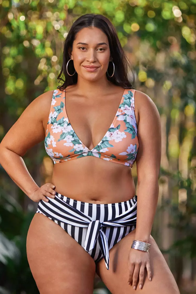 Cupshe Floral and Striped Plus Size Bikini 1 Cupshe Floral and Striped Plus Size Bikini