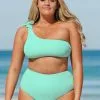 Cupshe Spring Bloom Faux Tie One Shoulder Bralette and High Waist Plus Size Bikini Set
