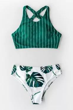 Cupshe Teal Stripe and Leaves Print Bikini -Deals Cupshe Store 1 40d92aec e88c 4a26 bb86 5b7762bb2ab5