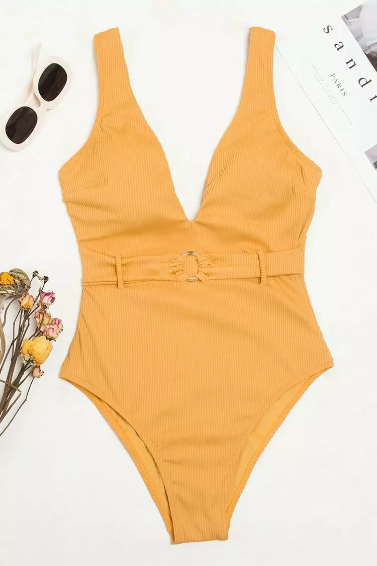 Cupshe Lizbeth Rib O-ring Belted One Piece Swimsuit 3 Cupshe Lizbeth Rib O-ring Belted One Piece Swimsuit - Image 3
