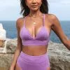 Cupshe Amiya Purple V-neck Criss Cross High Waisted Bikini