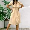 Cupshe Aubrielle Yellow Striped Tie Back Dress