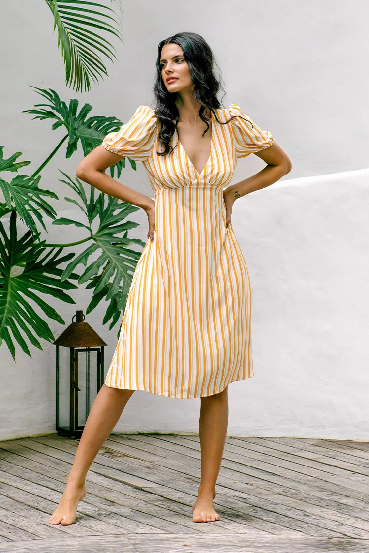 Cupshe Aubrielle Yellow Striped Tie Back Dress 1 Cupshe Aubrielle Yellow Striped Tie Back Dress