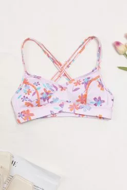 Cupshe Whimsy Floral Crisscross Back Sports Bra