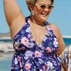 Cupshe Lainey Floral Halter Plus Size Tankini Top