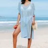 Cupshe Rosalyn Blue Hollow Out Split Cover Up