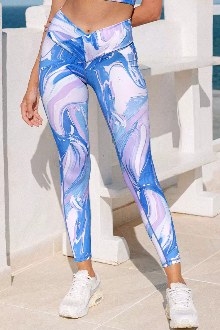 Cupshe Spring Fling Marble Elastic High Waisted Leggings 1 Cupshe Spring Fling Marble Elastic High Waisted Leggings