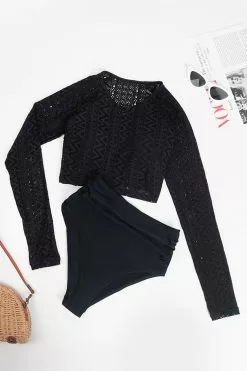 Cupshe Royalty Black Ruched Long Sleeve Tankini -Deals Cupshe Store 1 4a299ea2 854f 41fe bc63 a75d9268a751