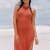 Cupshe Morro Bay Halter Crochet Backless Cover-up Dress