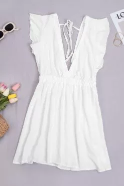 Cupshe Aniyah White Plunge Ruffle Cover Up 6 Cupshe Aniyah White Plunge Ruffle Cover Up -Deals Cupshe Store 1 4be40672 c54c 40d5 9000 d9c506d70b6e