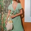 Cupshe Lena Green Short Sleeve Bow Dress