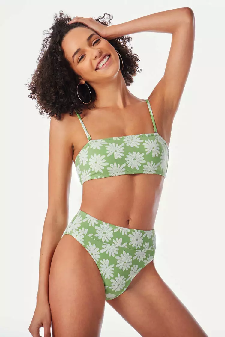Cupshe Light Green Floral Bandeau Bikini Top 7 Cupshe Light Green Floral Bandeau Bikini Top - Image 7