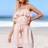 Cupshe Clarissa Pink Ruffle Belted Dress