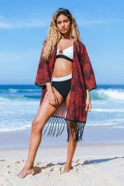 Deals Cupshe Store 48 Cupshe Frankie Tropical Fringe Hem Kimono