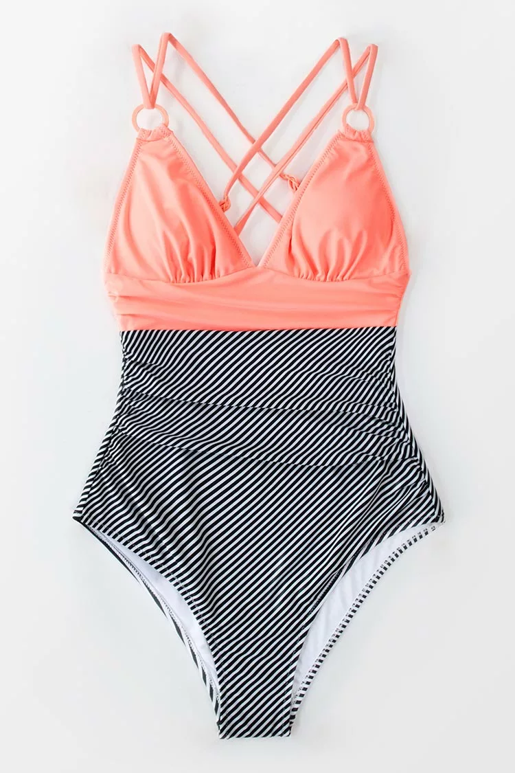 Cupshe Peachy and Striped One Piece Swimsuit 6 Cupshe Peachy and Striped One Piece Swimsuit - Image 6