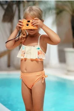 Cupshe Girls' Relaxing Flowers Ruffled Bandeau Top and Hipster Set