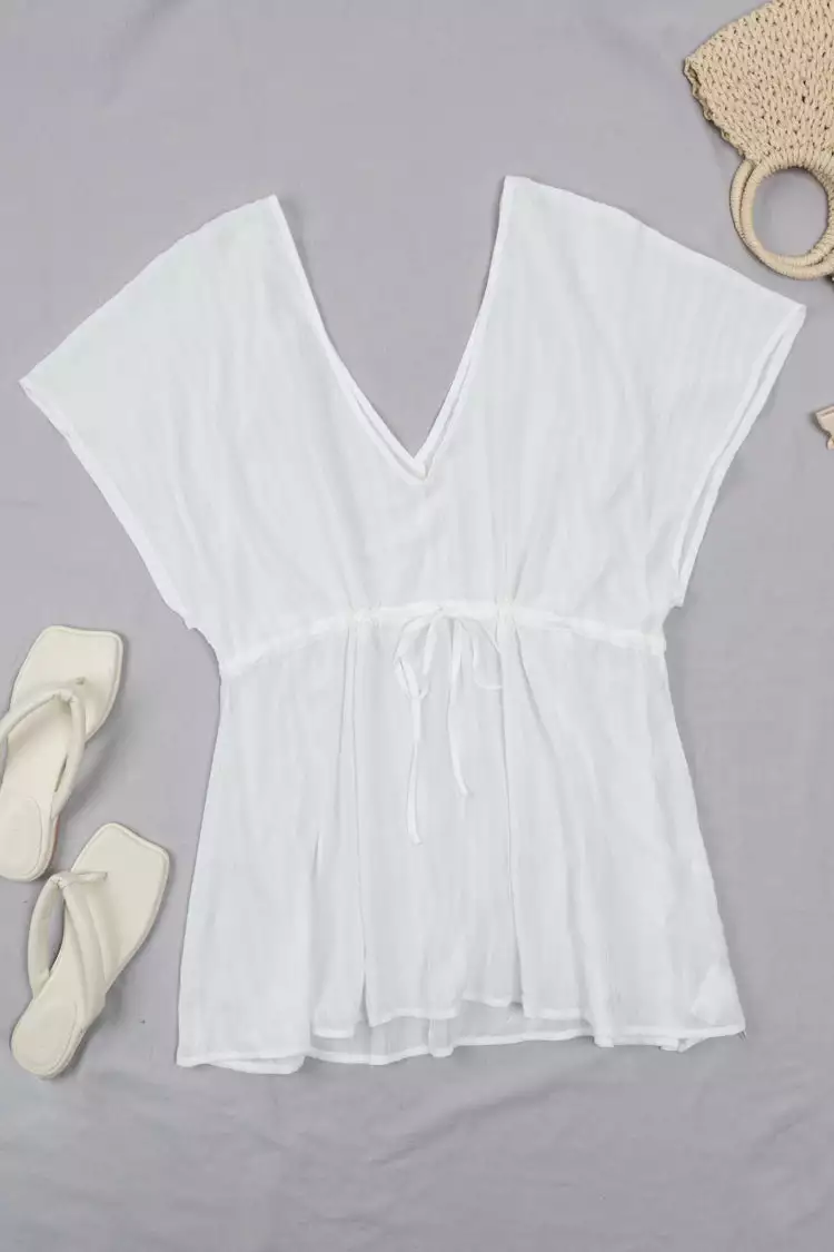 Cupshe Mattie White Drawstring Waist Cover Up 1 Cupshe Mattie White Drawstring Waist Cover Up