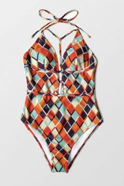 Cupshe Geometric Print Plunging Neckline One Piece Swimsuit -Deals Cupshe Store 1 55e42e0c 8114 4b88 93e9 683b5f306361