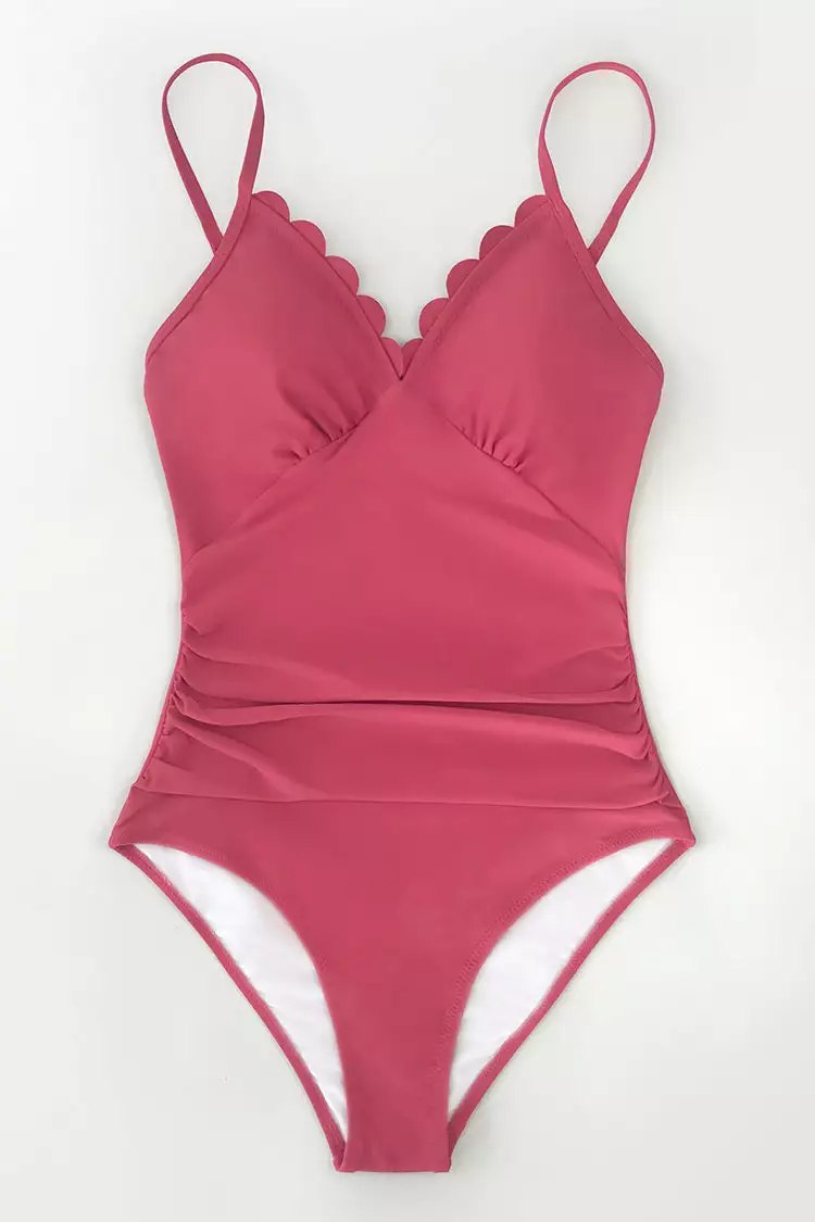 Cupshe Dark Coral Scallop Trimmed One Piece Swimsuit 6 Cupshe Dark Coral Scallop Trimmed One Piece Swimsuit - Image 6
