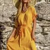 Cupshe Yellow V-neck Side Slit Dress