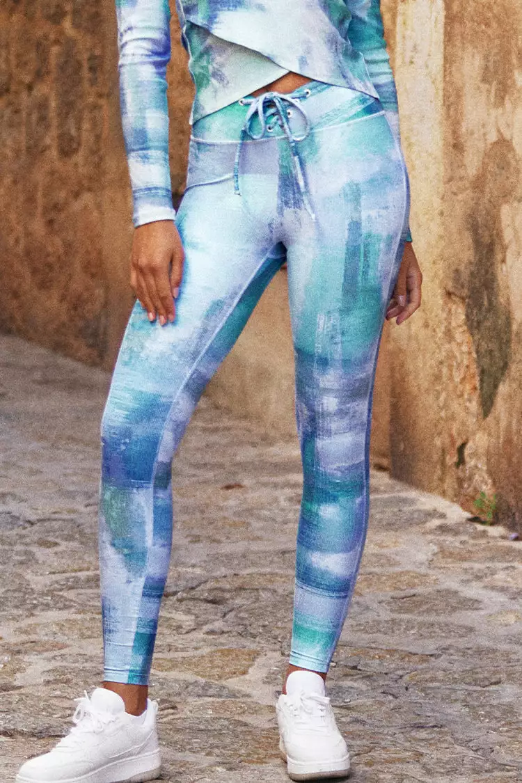 Cupshe Soft focus Tie Dye Drawstring Leggings 1 Cupshe Soft focus Tie Dye Drawstring Leggings