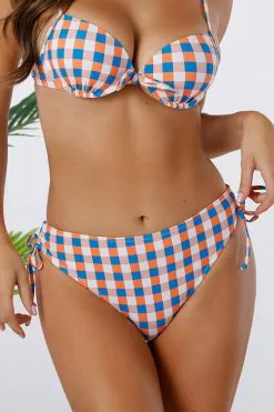 Cupshe Tricolored Plaid Side Drawstring Bikini Bottom