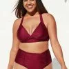 Cupshe Saige Ruched High Waisted Plus Size Bikini Bottom
