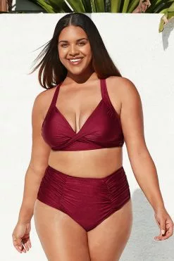 Cupshe Saige Ruched High Waisted Plus Size Bikini Bottom