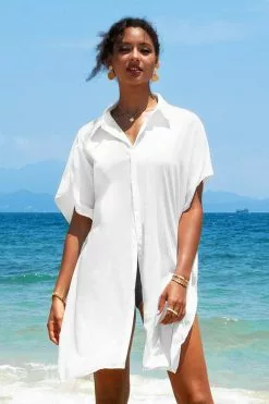 Cupshe Nala White Button Front Shirt Kimono