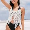 Cupshe Cayla Open Front Thin Strap Tassel Crochet Cover Up