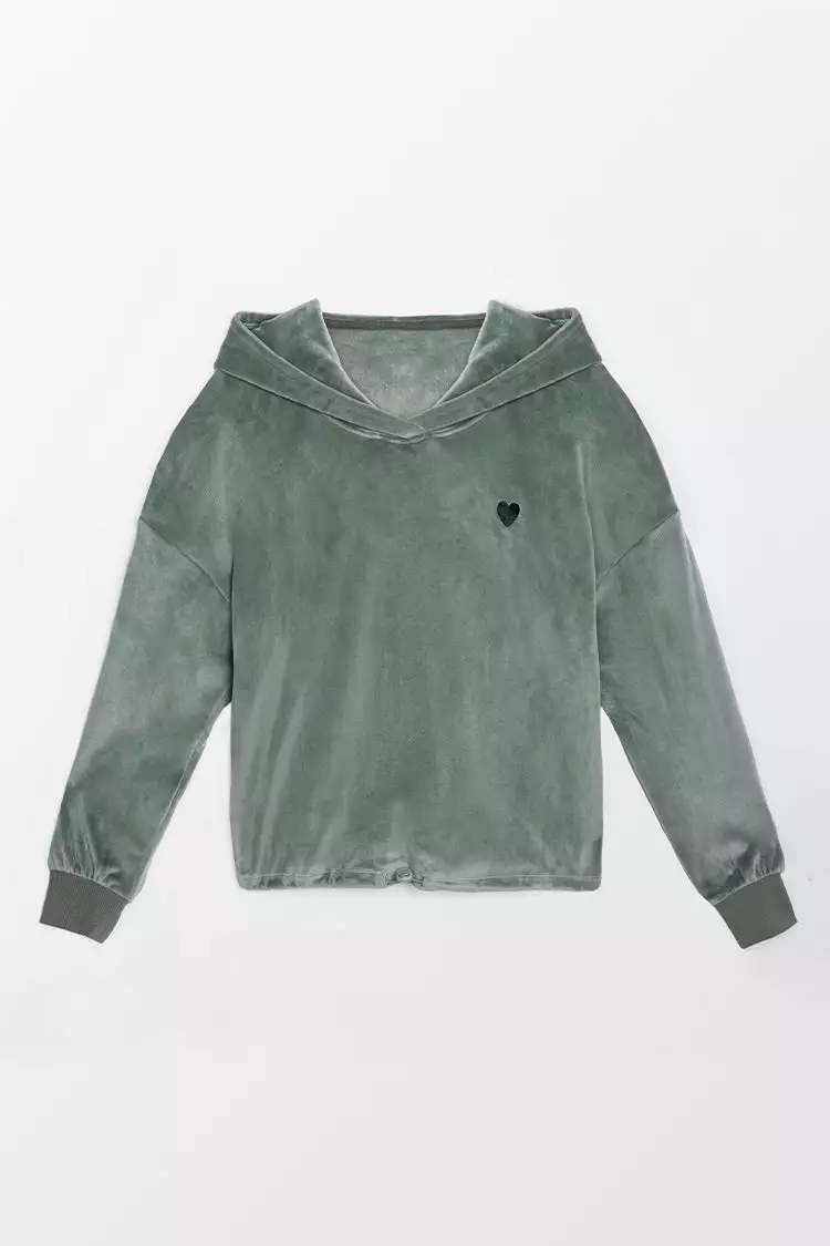 Cupshe Rosewood Green Long Sleeve Hoodie 2 Cupshe Rosewood Green Long Sleeve Hoodie - Image 2