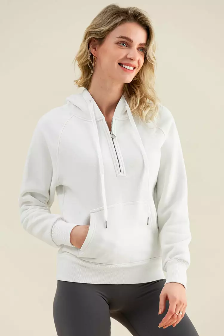 Cupshe Snow Kiss White Half Zip Hoodie 1 Cupshe Snow Kiss White Half Zip Hoodie