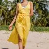 Cupshe Zaniyah Yellow Tie Waist V-neck Cover Up Dress