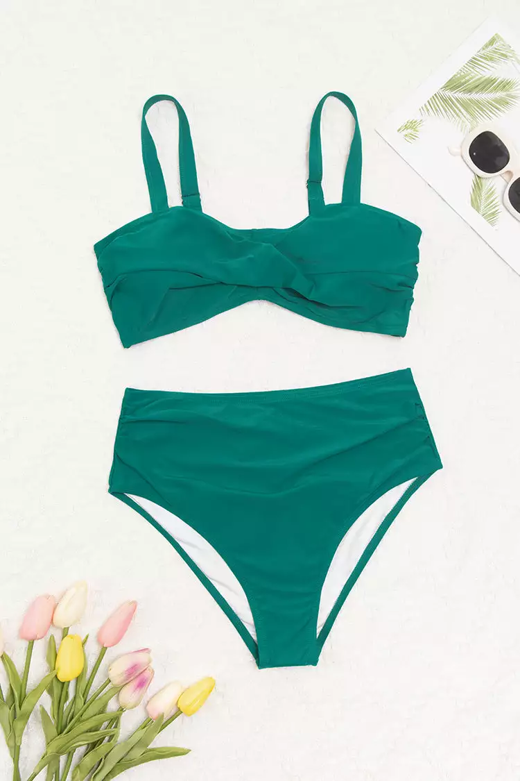 Cupshe Emerald Crisscross Plus Size Bikini & High Waist Bottom Set 3 Cupshe Emerald Crisscross Plus Size Bikini & High Waist Bottom Set - Image 3